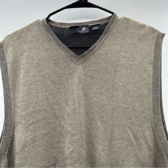 J. Ferrar JF Taupe Beige Sleeveless Sweater Vest Size L - Picture 2 of 7